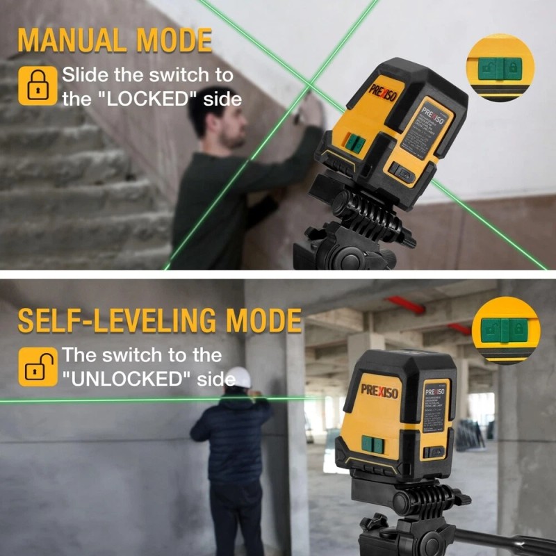 PREXISO 100Ft Rechargeable Dual Modulus Line Laser Self Leveling Laser