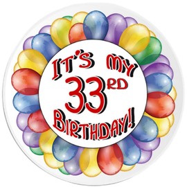 It's My 33rd Birthday! - 10 Pack Circle Stickers 3 Inch - Happy Party Balloons