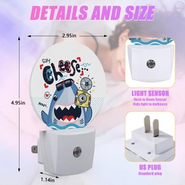 GANTINIR Cute Shark Night Light Ocean Animals Night Lights LED Lamp Round Plug into Wall Nightlight with Dusk to Dawn Sensor Home Hallway Stairway Kitchen Decor