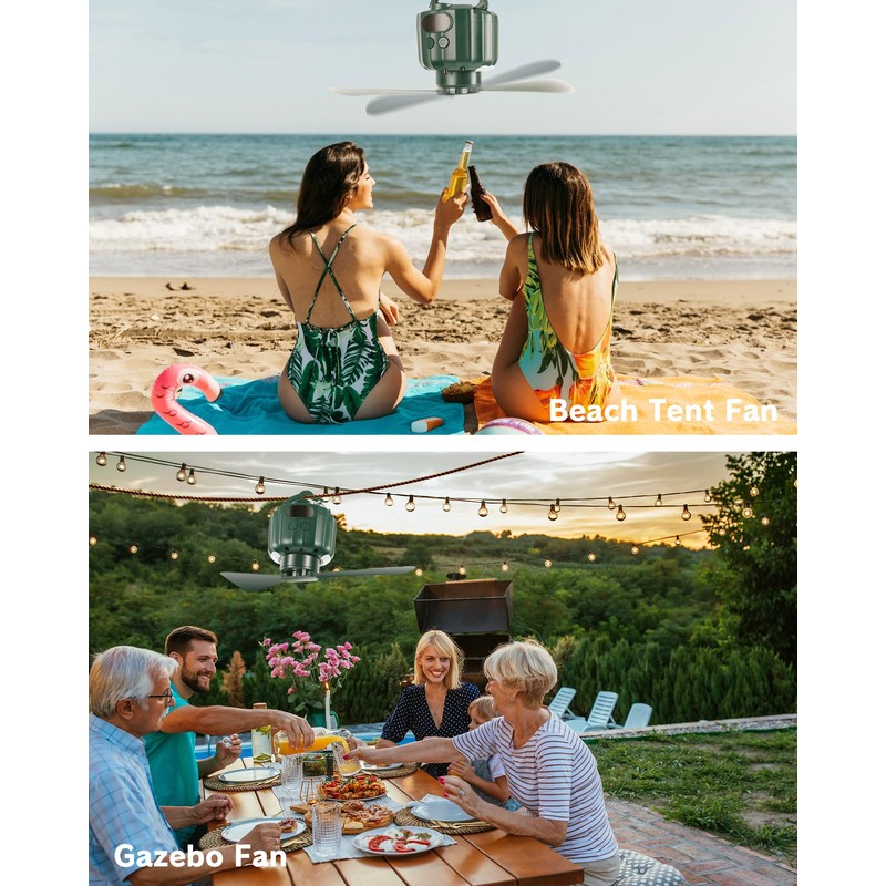 DUKUSEEK Tent Ceiling Fans for Camping, 10400mAH Large Capacity Portable
