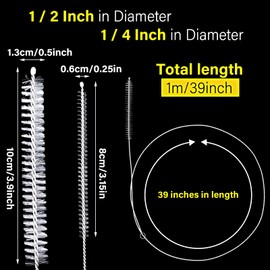4 Pcs Extra Long Cleaning Brush for Straw Tube Pipe Hose Bottle Refrigerator Drain, 1m/39in