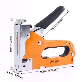 Swpeet 3-in-1 Staple Gun Kit with Staple Remover and 500Pcs Staples Selection Pack Kit，Hand Operated Carbon Steel Gun Tacker Tool for Upholstery, Fixing Material, Decoration, Carpentry, Furniture