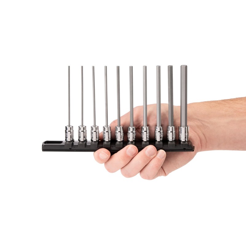 1/4 Inch Drive Long Hex Bit Socket Set with Rail,