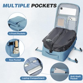 bluterm Travel Backpack with Vacuum System, Personal Item Carry On Flight Approved 18x14x8 inches, Air Compression Backpack with Pump Large Seal Backpacks for Women Men Mochila de Viaje