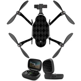 MightySkins Skin Compatible With GoPro Karma Drone headphones wrap cover sticker skins Black Argyle