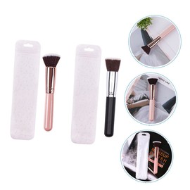 Gogogmee Elegant Rose Gold Handle 2pcs Makeup Brush Set Synthetic Hair Face Makeup Brushes Foundation Brush Blush Brush for Natural Professional Look