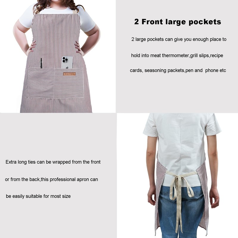XIEJINJIA 2 Pack Adjustable Apron with Pockets Chef Kitchen Restaurant