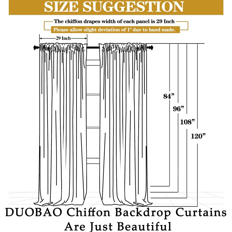 DUOBAO Chiffon Backdrop Curtain 96 Inch Length 2 Panel 29