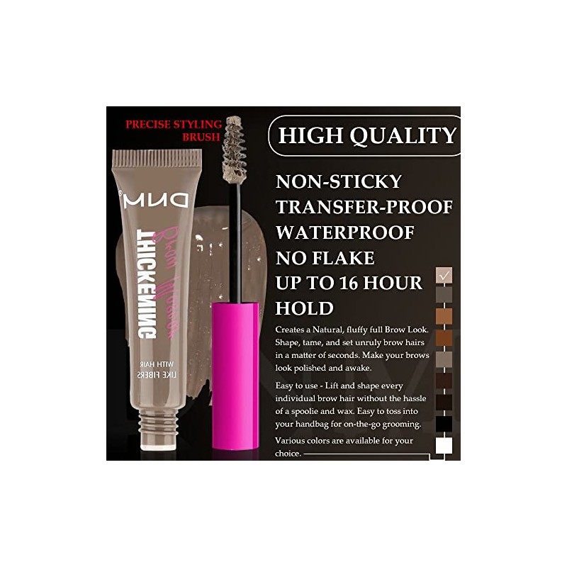 BINGBRUSH Mascara Tintada Engrosante para Cejas, Brow Fast Sculpt, Impermeable,