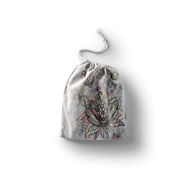 Bonamaison Printed Cotton Bags with Drawstring, Shopping Bag, Cloth Bag, Vegetable Bag, Reusable, Eco-Friendly, Multi-Purpose, Foldable, Size: 20 x 30 cm