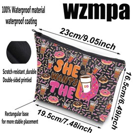 WZMPA Donuts and Coffee Cosmetic Makeup Bag Donuts Lover Gift She Wants The Donuts Makeup Zipper Pouch Bag For Friend Family, She wants the Bl, Fit
