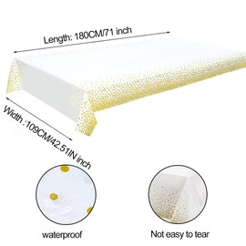 LICHUANUK 2 Pieces Disposable Tablecloth Party Gold Platinum Tablecloth Rectangular Gold Table Cover for Banquets, Graduation, Birthday, Cocktail, Anniversary, Engagement, 108 cm x 180 cm