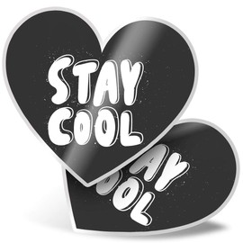 2 x Heart Stickers 15 cm - Stay Funny Quote Space Fun Decals for Laptops,Tablets,Luggage,Scrap Booking,Fridges, #14768