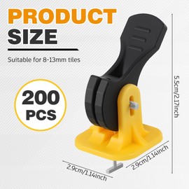 Nuanchu Tile Leveling System Kit 200 Reusable Tile Spacers + 200 1/16'' Replaceable Spare Steel T-Pin, Leveling Clips Fit 8-12mm Floor Compounds Set for Wall & Floor