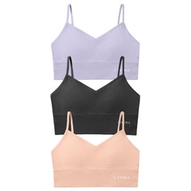 4Leezy Youth Training Bras for Girls-Sports Bra, Wirefree Bra, Padded Everyday Bra Bralette,Crop Cami Tank Top (6-14)