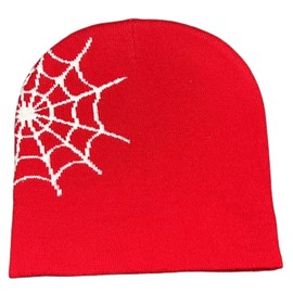 yolrdiw Women Beanie Y2k Letter Graphic Soft Warm Knitted Hats Men Winter Cap Red/White