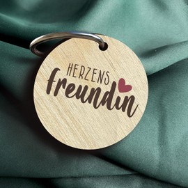 Beste Freundin - Herzens Freundin Schlüsselanhänger handgemacht aus Holz, Glücksbringer, Beste Freundin Geschenke, Ich liebe dich Schlüsselanhänger Partner, Freundin Geschenk Liebe