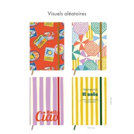 Clairefontaine - 116268C - A soft notebook with citrus / stripes decoration - A6 10.5 x 14.8 cm - 128 pages plain white paper 90 g - elastic closure - Dolce Amore - 4 images random