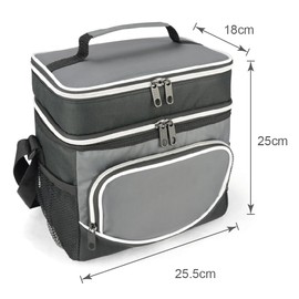 EAGLEMATE 12 Litre Insulated Lunch Bag for Adults – Double Compartment Soft Cooler Bag with Shoulder Strap – Leakproof, Durable, Large Capacity Lunch Tote for Work, Office, Picnic – BPA Free (Gray)