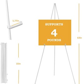 2 Pack Portable Easel Stand for Painting Canvas, 63" Metal Tripod Artist Painting Easel for Display Wedding Office Home Signs, White