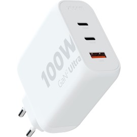 Xtorm GaN2-Ultra Home Charger, 100 W, 3 Ports, Recycled ABS Material, USB-C & USB-A Input, Suitable for Smartphones, Tablets and Laptops - White