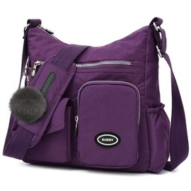 SUKRY Nylon Crossbody Bag for Women with Anti theft RFID Pocket, Waterproof Shoulder Bag Travel Purses and Handbag (Gorgeous purple)