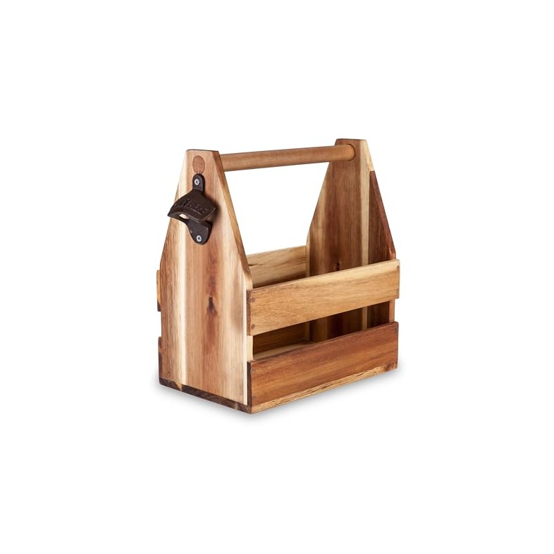 Foster & Rye Acacia Wood 6-pack Beer Carrier - Growler