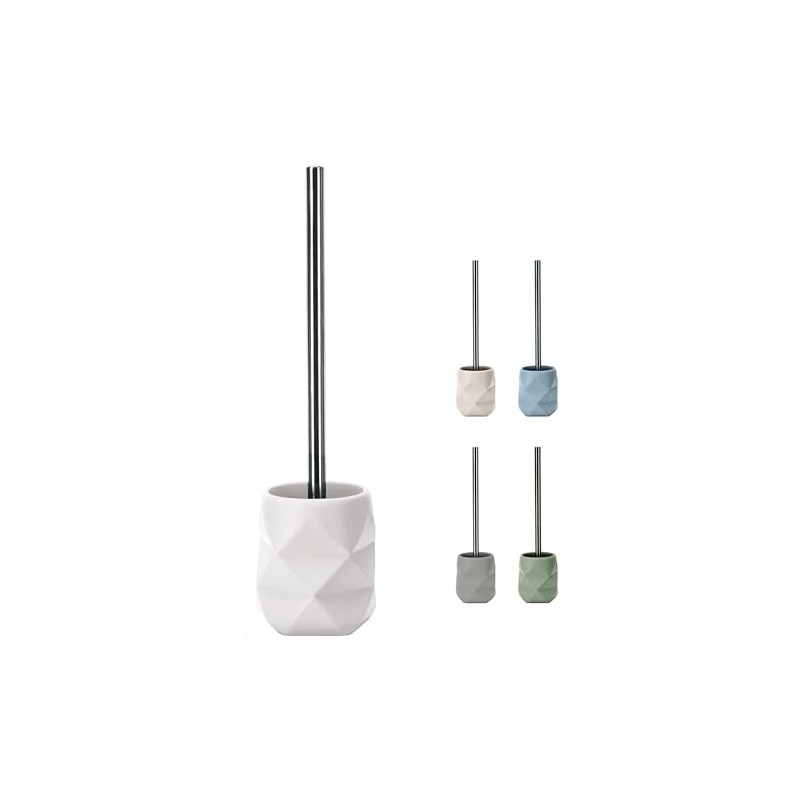 KW "Crackled" Pastel Colour Toilet Brush and Holder (White)