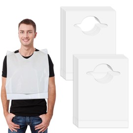 Nonley Disposable Adult Bibs 50 Pack - Disposable Dining Bibs for Adults - Waterproof Oil-Proof Plastic Bib for Elderly Women and Senior Men Eating