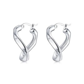 Silber Ohrringe für damen 925 mit gebogenem, verzerrtem Design. Creolen aus Silber 925 für Damen oder 18K Gold, ideal als Geschenk zum Muttertag... Ohrringe mädchen. Schmuck damen (Versilberung)