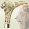Brass Lion Handle Cane - Black Wooden Walking Stick, Handcrafted,