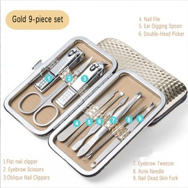 9 in 1 Premium Manicure Set, Travel Nail Clippers Scissors Pedicure Care Tools Kit, Professional Grooming Gift Kit, Best Gifts for Wife Girlfriend Parents