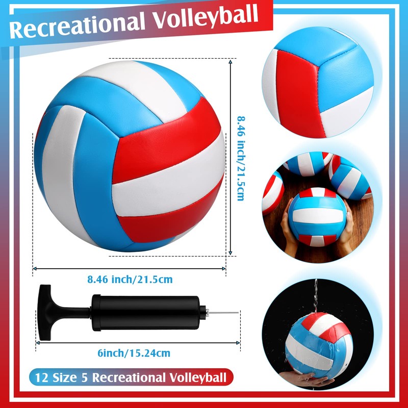 Vinsot 12 Pieces Size 5 Recreational Volleyballs with Air Pump