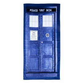 Ukonic Doctor Who TARDIS Door Cotton Beach or Bath Towel (59" long x 29 1/2" wide)