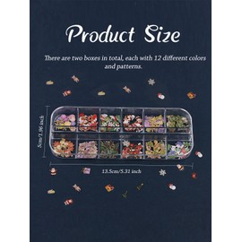 Kalolary 2 Boxes Christmas Nail Art Sequins Sticker, 3D Santa Claus Snowflake Elk Decals for Acrylic Nails, Christmas Tree Wood Pulp Glitter Flakes for Winter Nail Art Decorations