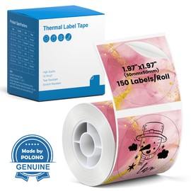 Thermal Labels for POLONO PM220S Label Maker, 2 inch (50mm) Thermal Label, Waterproof, Multi-Purpose Label Tape, 1 Roll of 150 Self-Adhesive Thermal Paper Gradient Pink