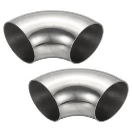 PATIKIL 2PCS 90 Degree Stainless Steel Tube 21.3" OD SS304 Stainless Steel Bend Tube Exhaust Elbow Pipe Muffler Joint Car Modification Hand Rail Fittings Silver Tone