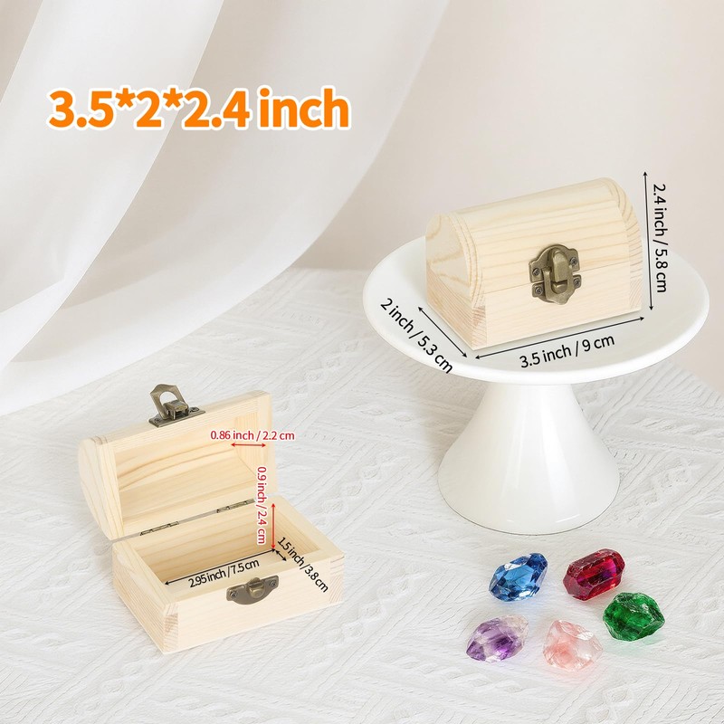 2 Pcs Unfinished Wooden Treasure Box for DIY Crafts (2*Small)