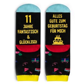 NxnChc Birthday Gifts Socks Girls and Boys Fashion Conscious Gift Box Novelty Ideal Funny Crew Children for Friends and Family Pink Black Blue Orange, 11 Years+Black, 35 - 38