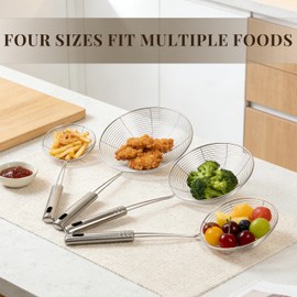 Spider Strainer Set of 4, Stainless Steel Skimmers, 4 Sizes