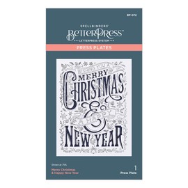 Spellbinders Marry Christmas & Happy New Year Press Plate, Metal