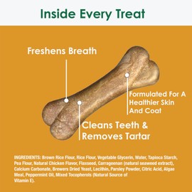 Bonies Skin and Coat Treats for Dogs, Promote Silky Coat and Healthy Skin, Healthy Teeth and Fresh Breath, Low Calories - Chicken Flavor, Minis, 20 Bone