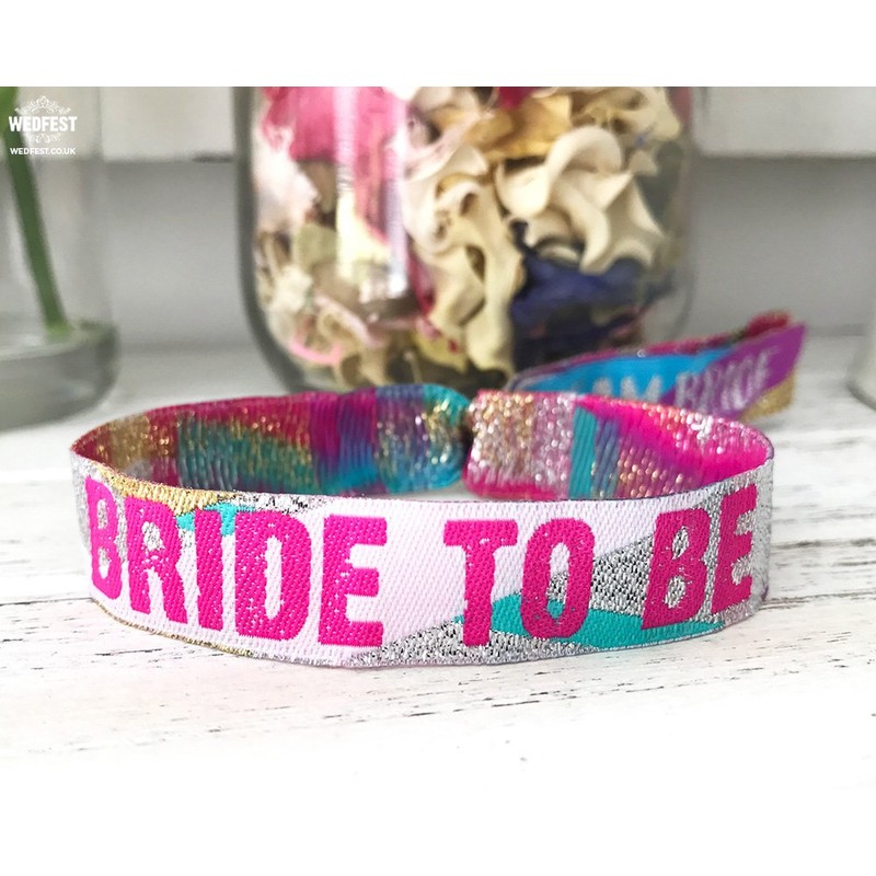 10 x Pack HENFEST (MULTI-COLOUR) festival style Hen Party Wristbands,