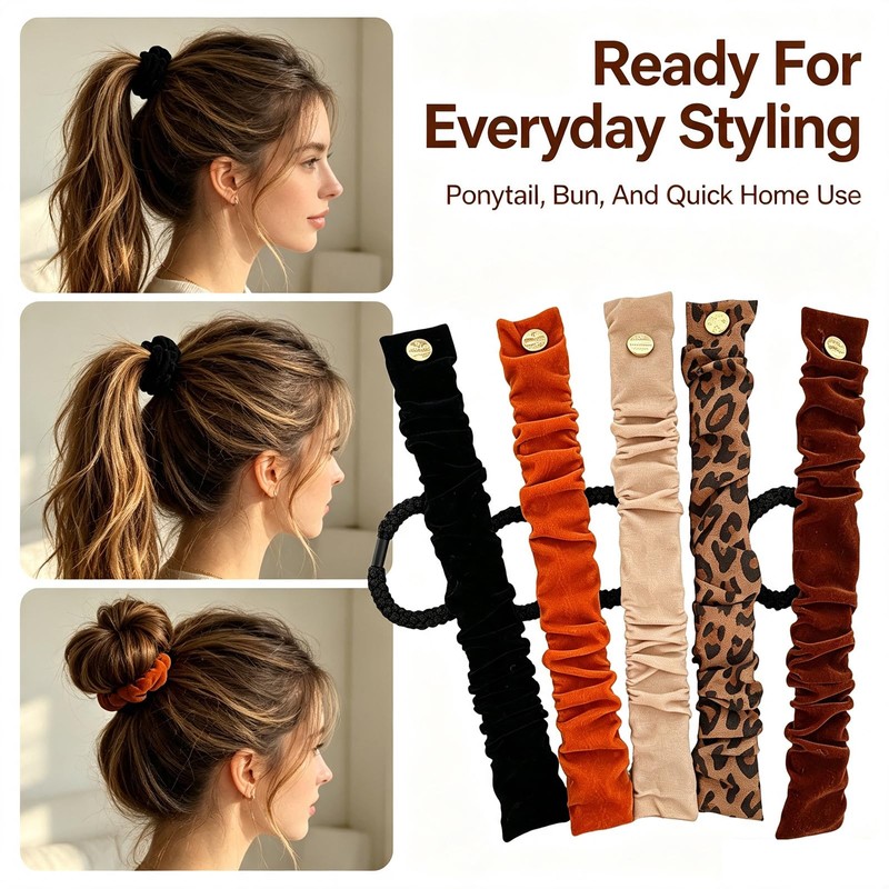Hair Ties, Ponytail Holders for Women, 5 PCS Multi‑Color Elastic