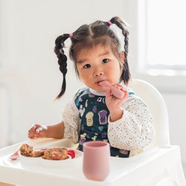 ezpz Mini Utensils (Fork & Spoon) - 100% BPA Free Fork and Spoon for Toddlers First Foods + Self-Feeding - Designed by a Pediatric Feeding Specialist - 12 Months+ (Blush)
