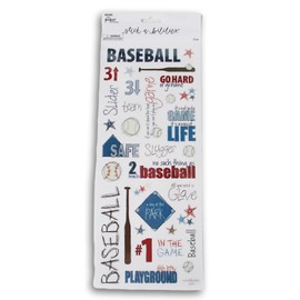 Baseball Doodle Stickers Adhesive Decals for Crafts, Cardmaking, Scrapbooks & More – 33 Pc