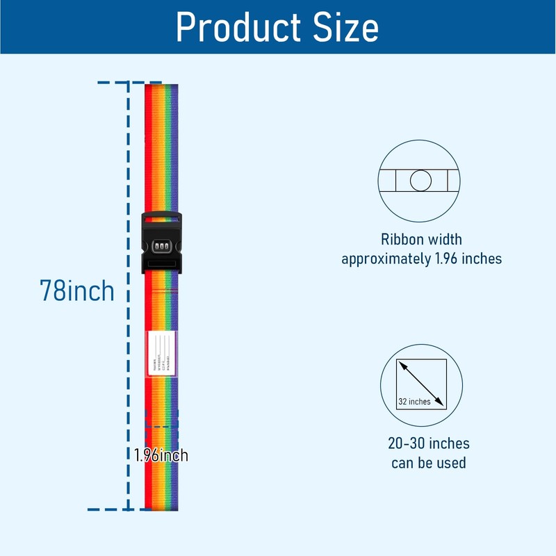 ViddVoom 2 Pack Luggage Straps with Combination Lock and Name
