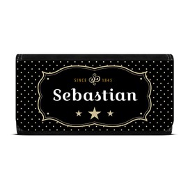 Geldbörse mit Namen Sebastian - Design Retro Wappen - Brieftasche, Geldbeutel, Portemonnaie, personalisiert für Damen und Herren