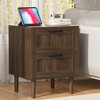 Smart FENDEE Fluted Nightstand with 2 Drawers, Bedside Table with