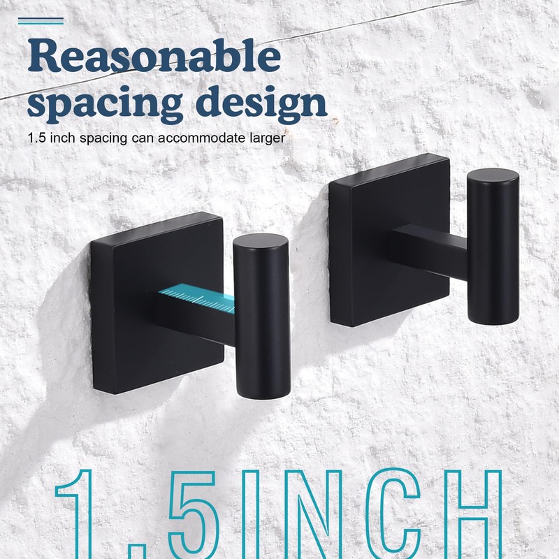 FNRNAOY Matte Black Bathroom Towel Hook, Coat Robe Clothes Hooks